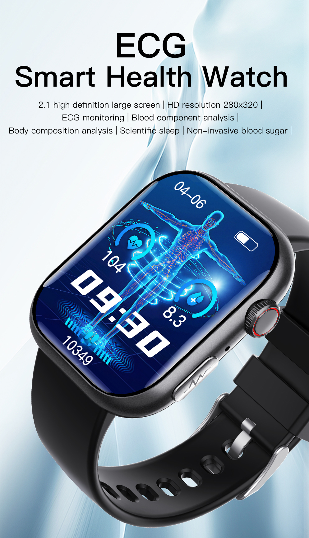 LMJM-F100 ECG & Uric Acid Health Smart Watch
